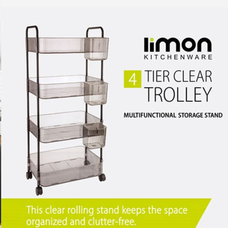 4-Tier Acrylic Utility Rolling Trolley (2374) by Limon - All-In-One Store Pakistan