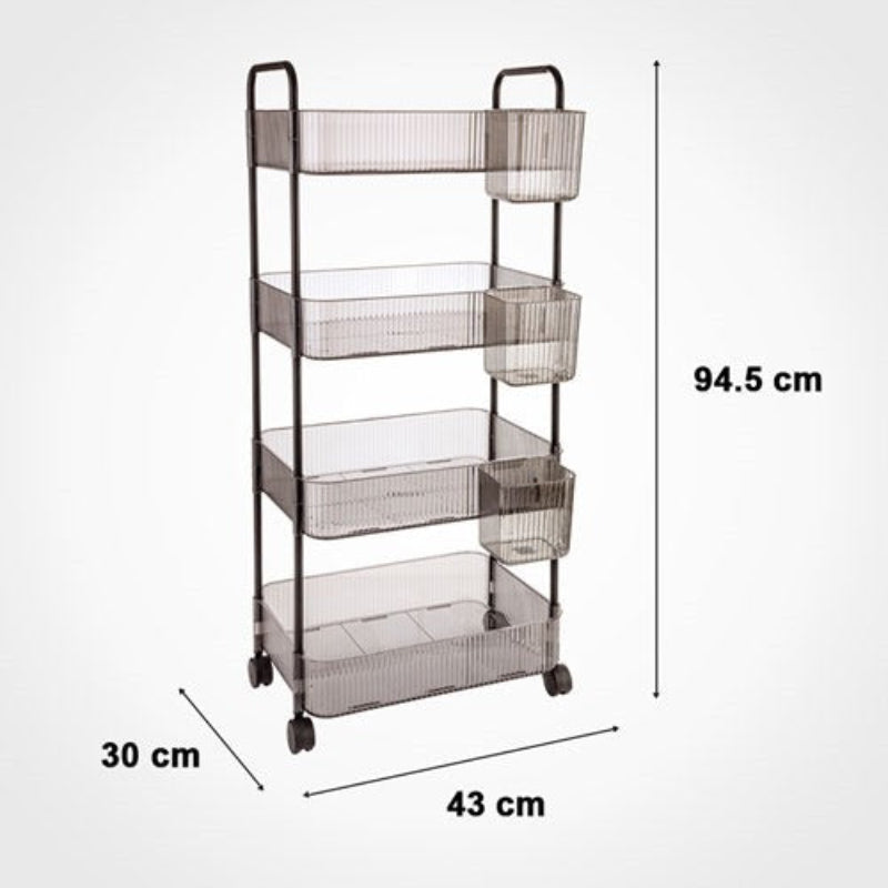4-Tier Acrylic Utility Rolling Trolley (2374) by Limon - All-In-One Store Pakistan