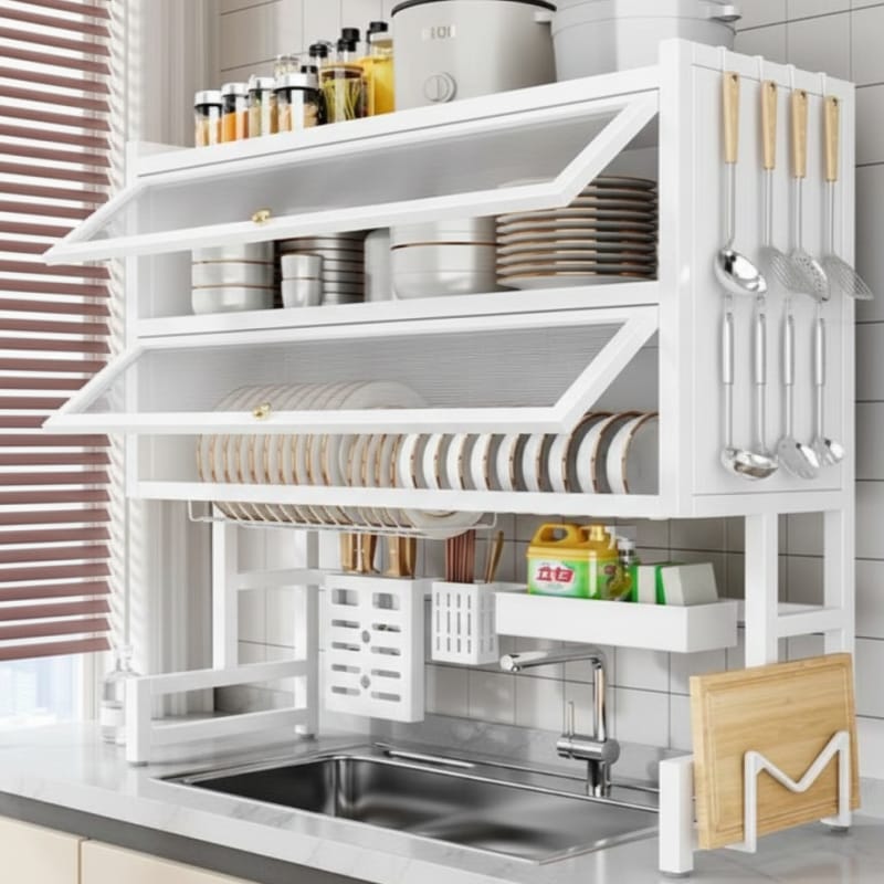 Double Cabin DishDry & Organizer Rack - All-In-One Store Pakistan