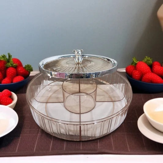 Elegance 5-Partition Round Dry Fruit Tray - All-In-One Store Pakistan