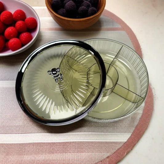 Elegance 5-Partition Round Dry Fruit Tray - All-In-One Store Pakistan