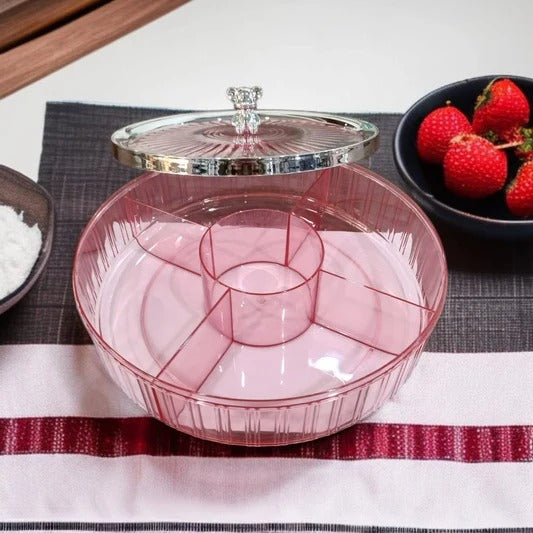 Elegance 5-Partition Round Dry Fruit Tray - All-In-One Store Pakistan