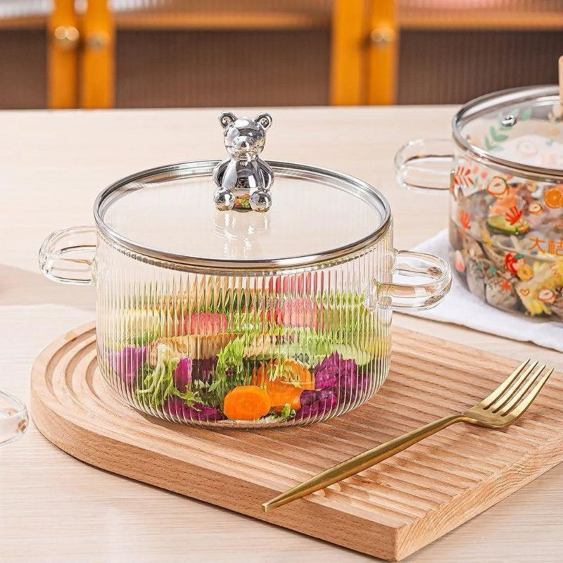 Borosilicate Glass Saucepan with Lid 2L - All-In-One Store Pakistan