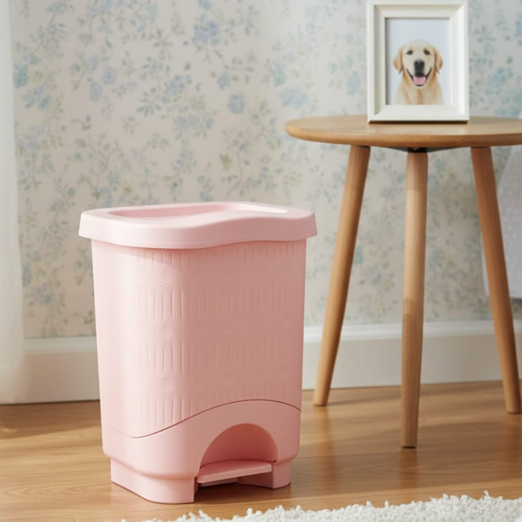 7L Bamboo-Style Dustbin with Pedal (1582) by Limon - All-In-One Store Pakistan