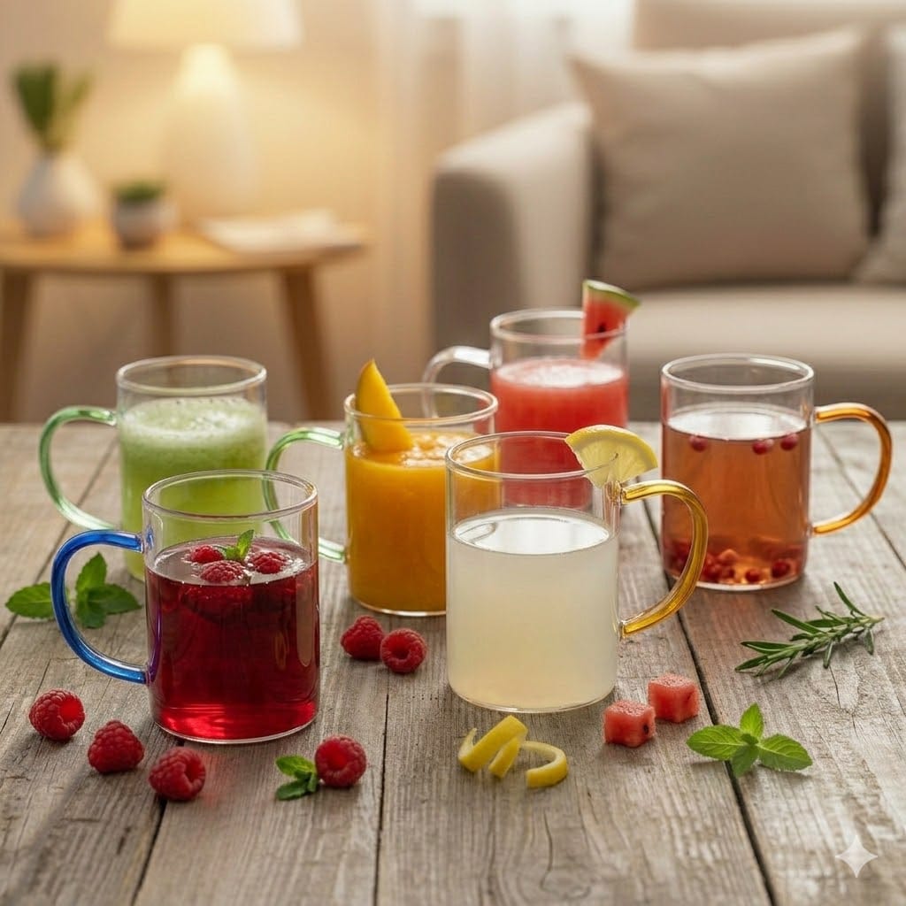 6-Pcs Glass Mug Set (1166) - All-In-One Store Pakistan