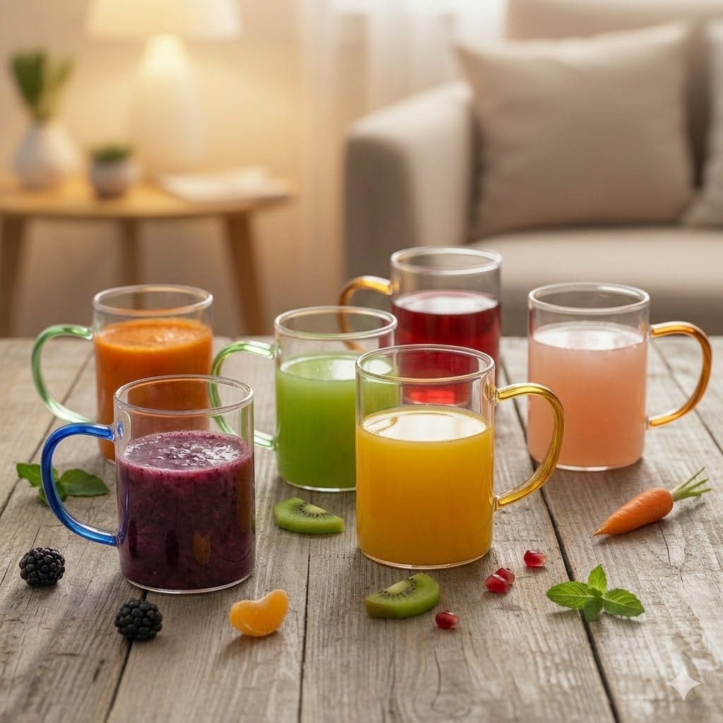 6-Pcs Glass Mug Set (1166) - All-In-One Store Pakistan