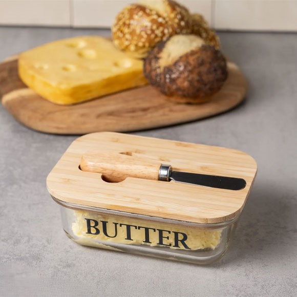 Rectangular Butter Keeper with Bamboo Lid & Knife - All-In-One Store Pakistan