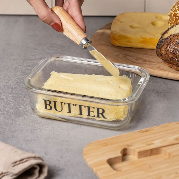 Rectangular Butter Keeper with Bamboo Lid & Knife - All-In-One Store Pakistan