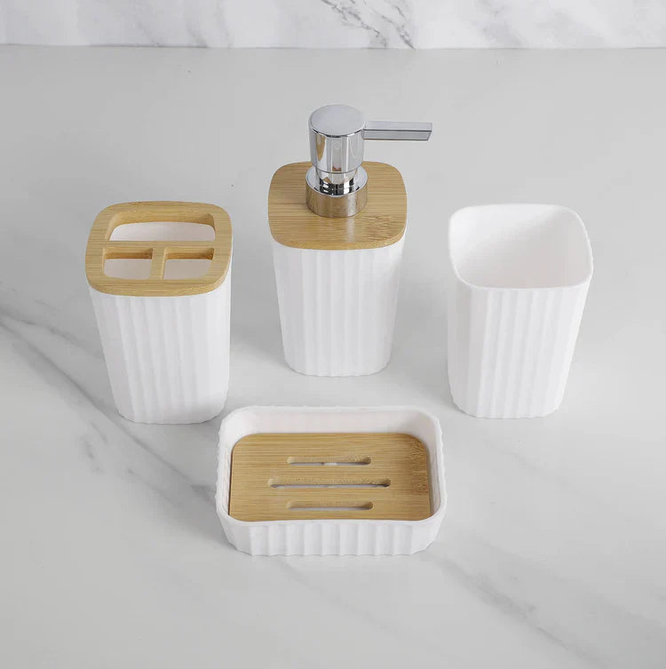 AquaCharm 4-Piece Bathroom Accessory Set - All-In-One Store Pakistan