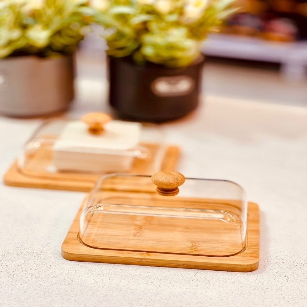 MultiServe Wooden Keeper with Clear Lid - All-In-One Store Pakistan
