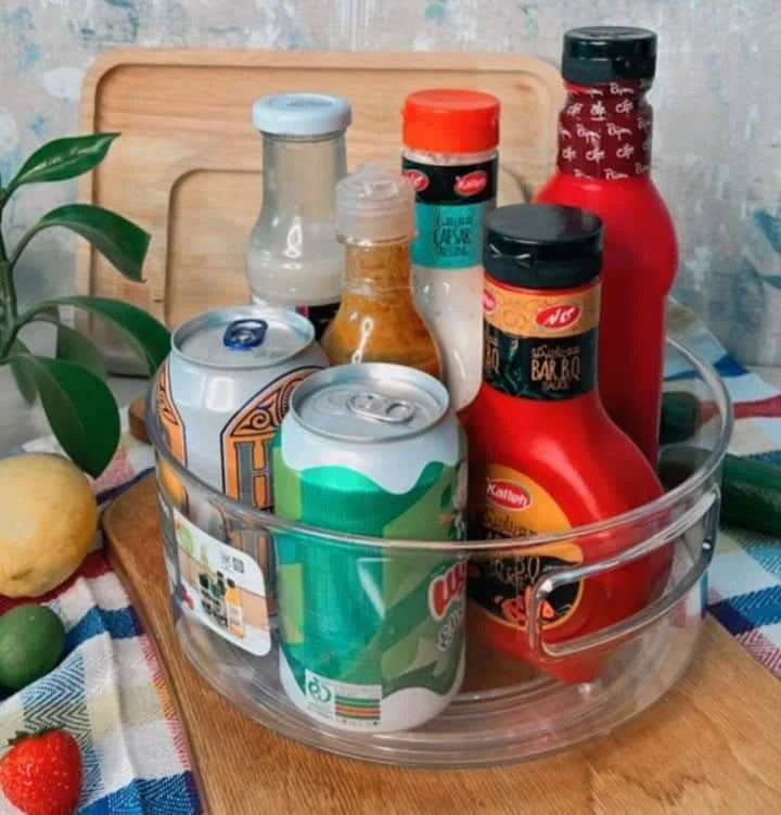 Multi-Use Acrylic Rotatable Tray with Handles (2149) by Limon - All-In-One Store Pakistan