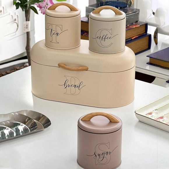 MultiColor 4-Piece Bread, Tea, Coffee, and Sugar Canister Set - All-In-One Store Pakistan