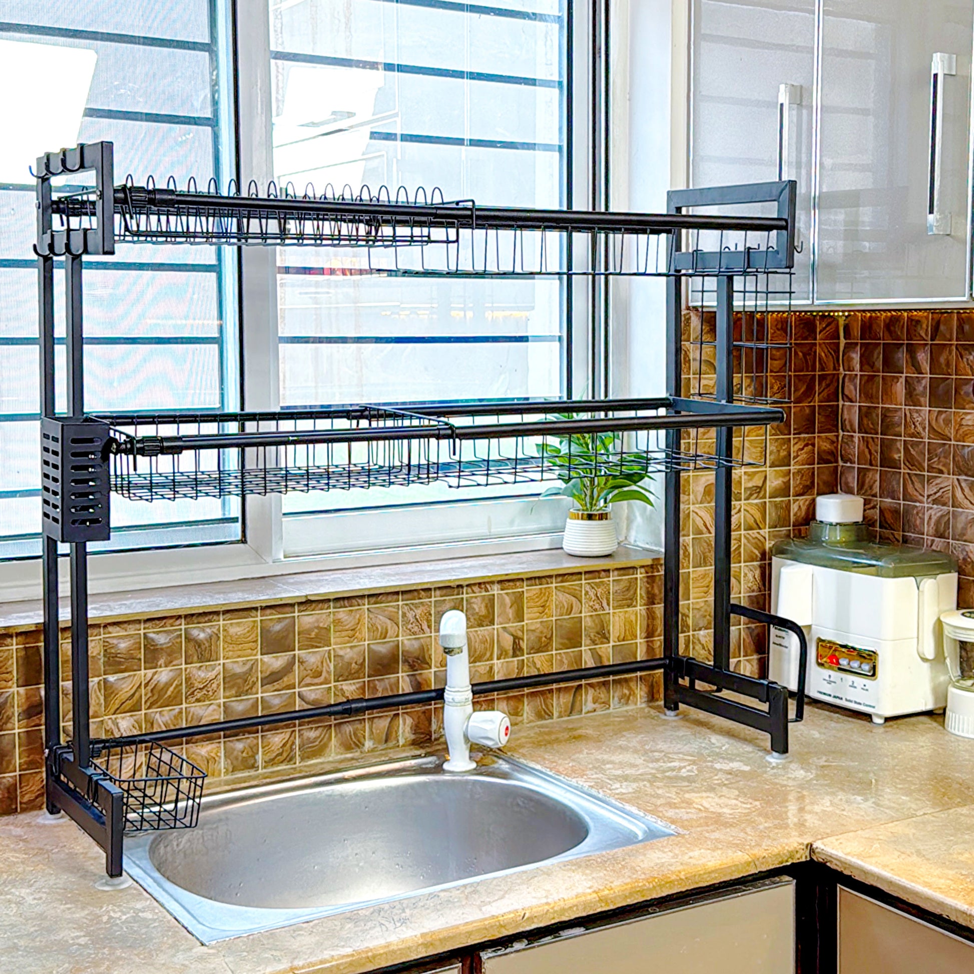 Expandable 2-Tier  OverSink Dish Drying Rack By Matrix - All-In-One Store Pakistan