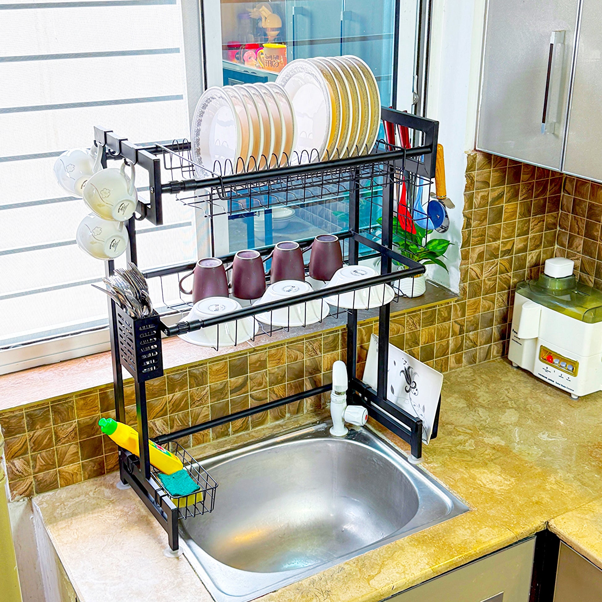 Expandable 2-Tier  OverSink Dish Drying Rack By Matrix - All-In-One Store Pakistan
