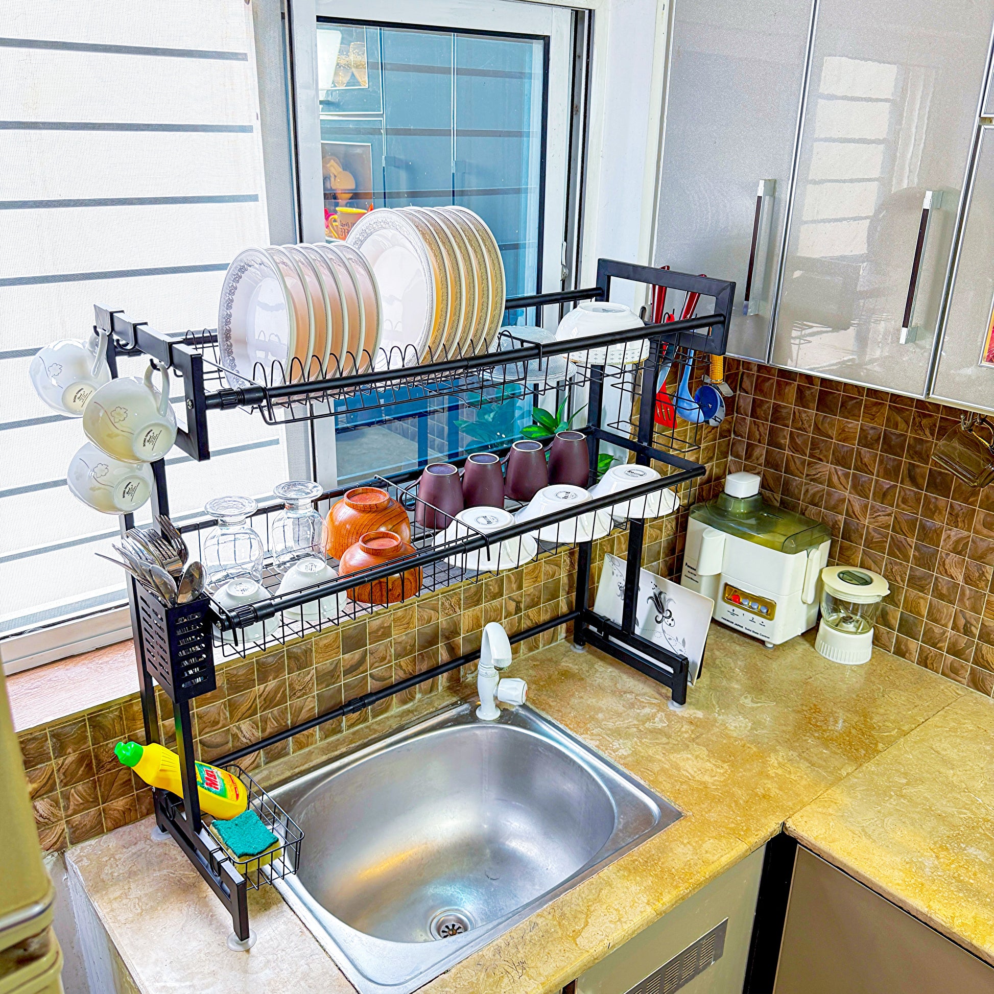 Expandable 2-Tier  OverSink Dish Drying Rack By Matrix - All-In-One Store Pakistan