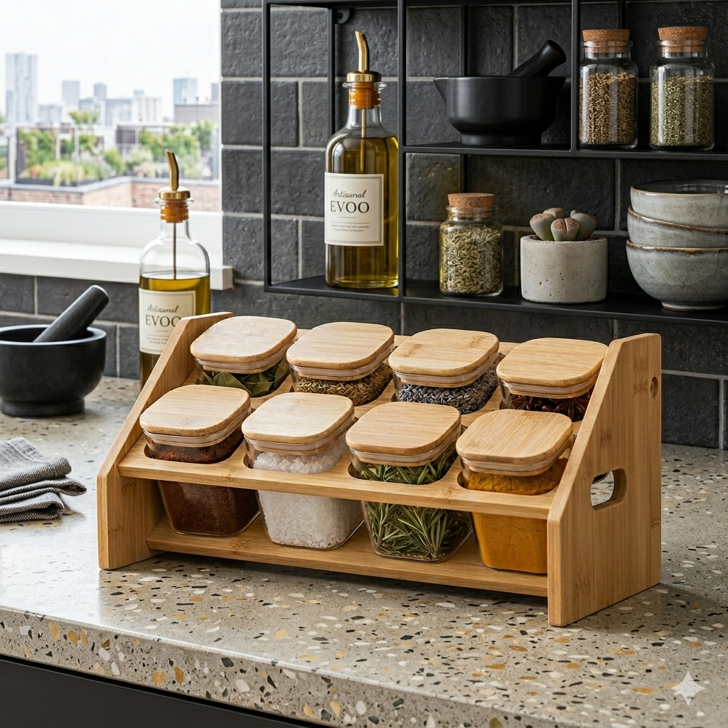 Angled Countertop Organizer for Kitchen Herbs & Seasonings (1139) - All-In-One Store Pakistan