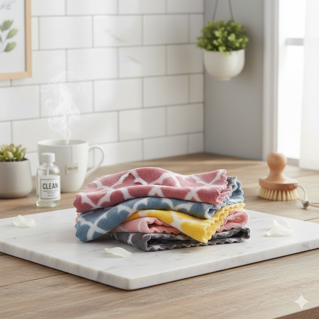 HomeCare Reusable Microfiber Cleaning Cloths (5 Pcs) - All-In-One Store Pakistan