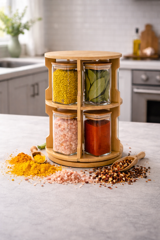 The Bamboo Rotunda: 8-Jar Spice Tower (1136) - All-In-One Store Pakistan