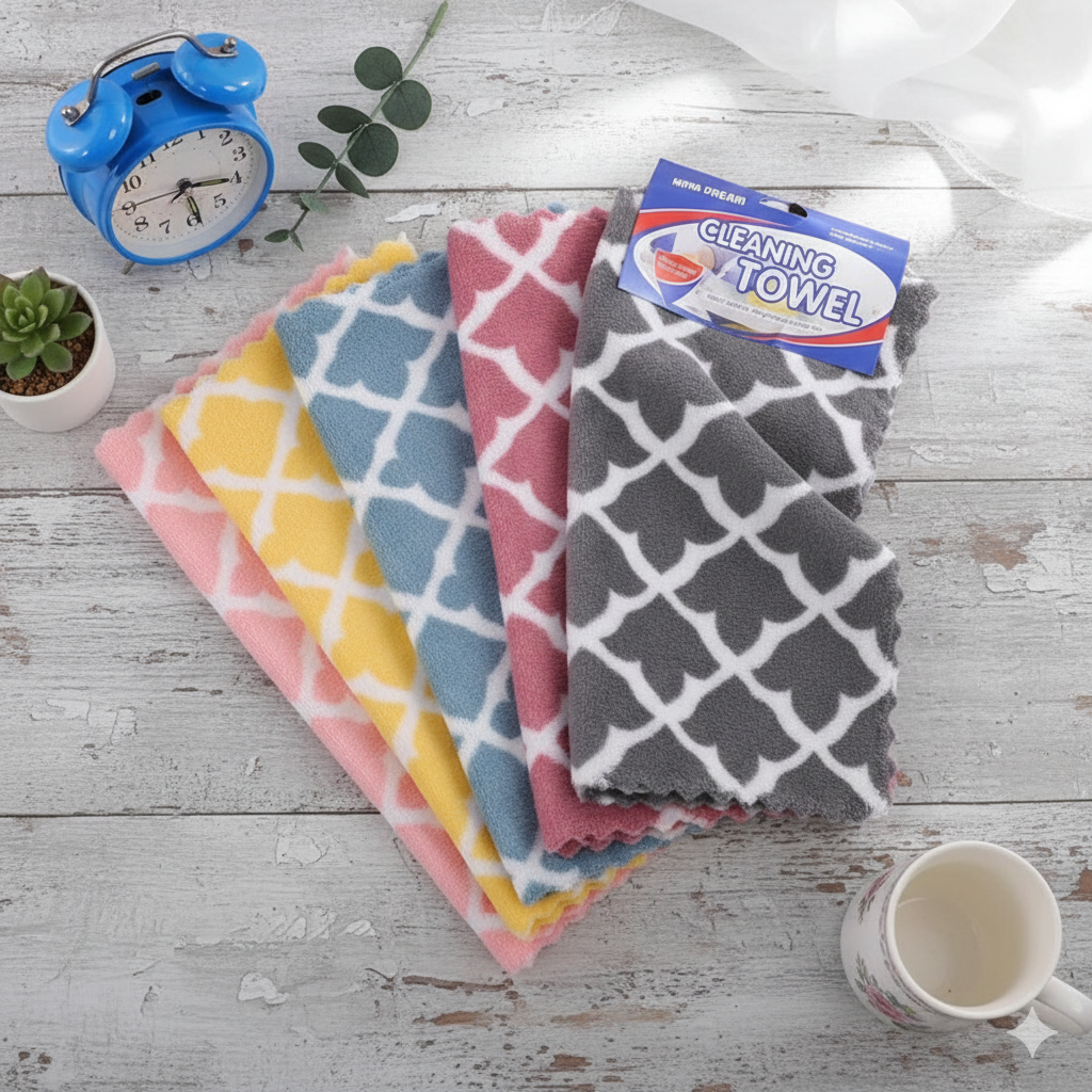 HomeCare Reusable Microfiber Cleaning Cloths (5 Pcs) - All-In-One Store Pakistan