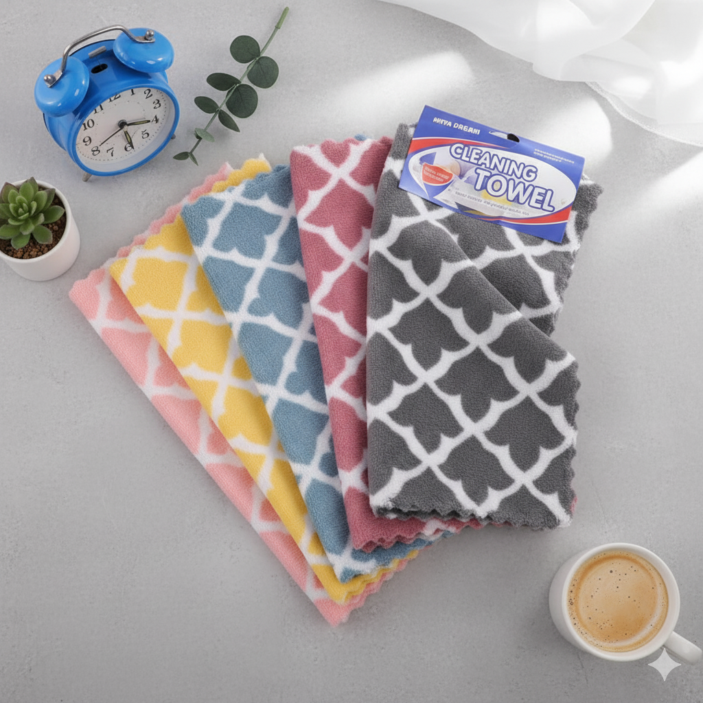 HomeCare Reusable Microfiber Cleaning Cloths (5 Pcs) - All-In-One Store Pakistan