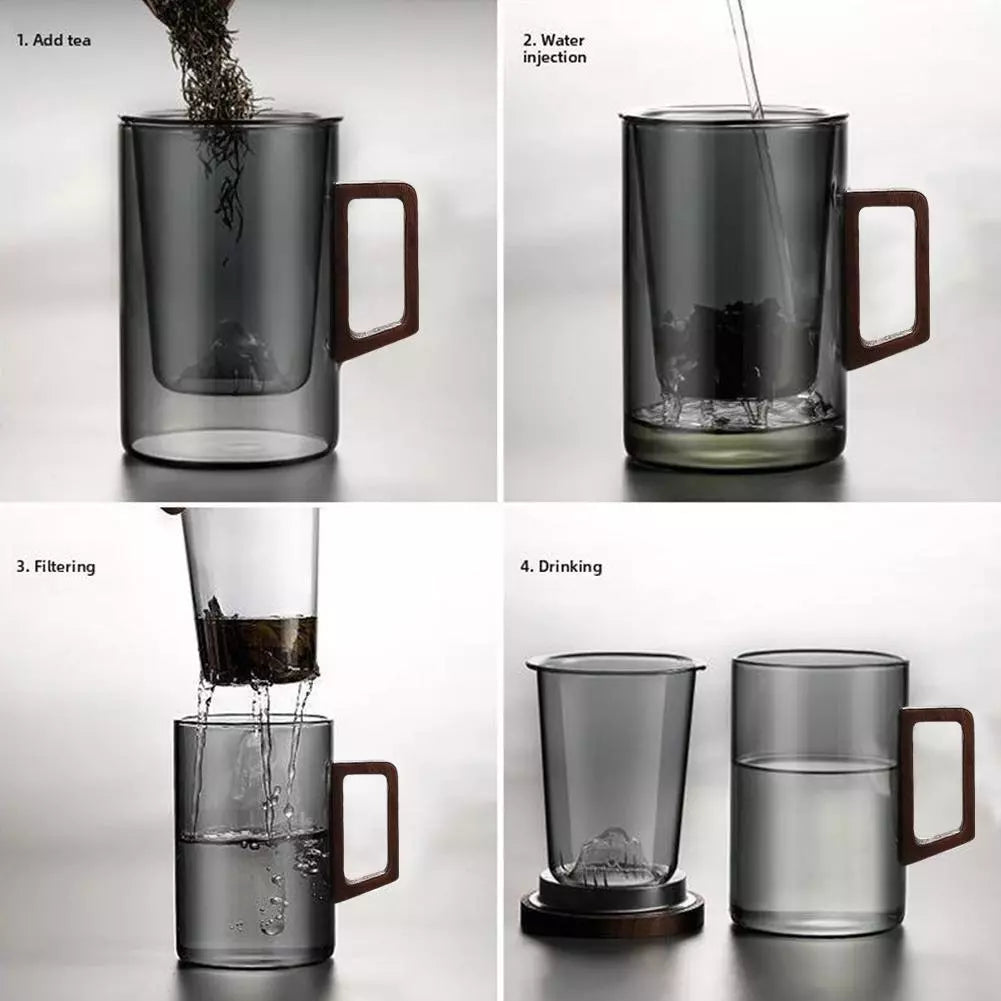 Glass Tea Cup with Infuser/Stainer and Lid - All-In-One Store Pakistan