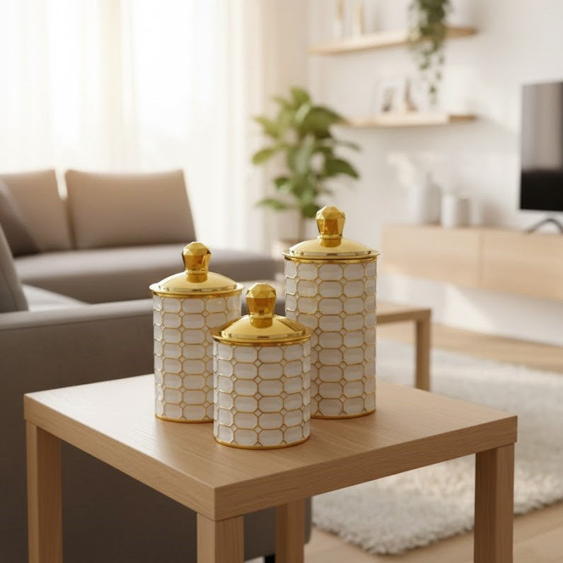 Octagon & Diamond Canister Trio - Solid - All-In-One Store Pakistan